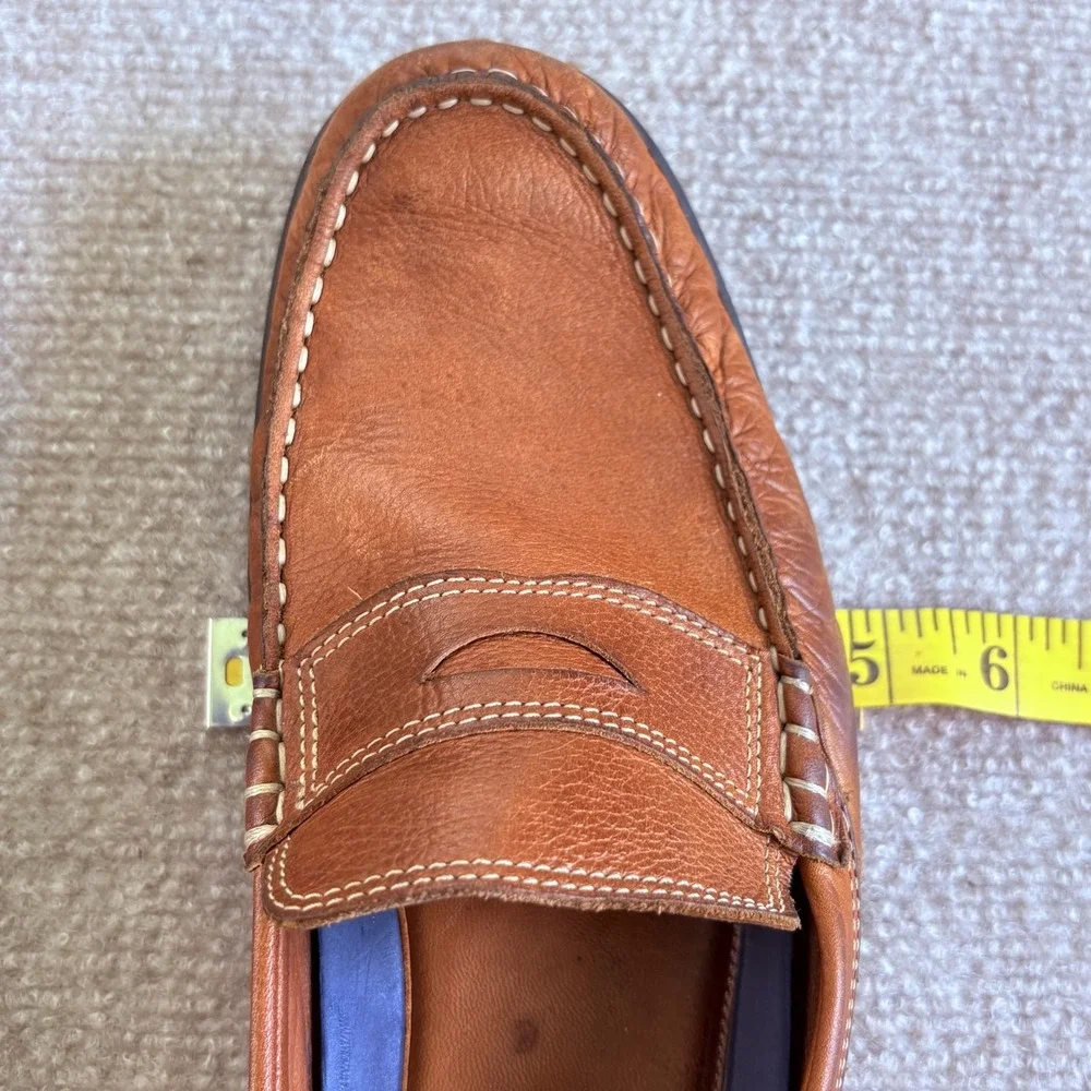 Johnston & Murphy 25-8900 Mens Penny Loafers Tan Leather Memory Foam Shoes 8